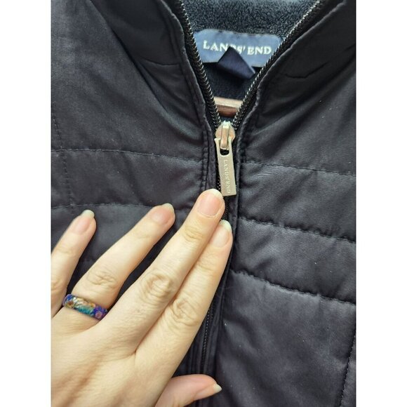 Lands End Womens Insulated Black Jacket Size S Polyester Shell & Lining Zip - Picture 2 of 5
